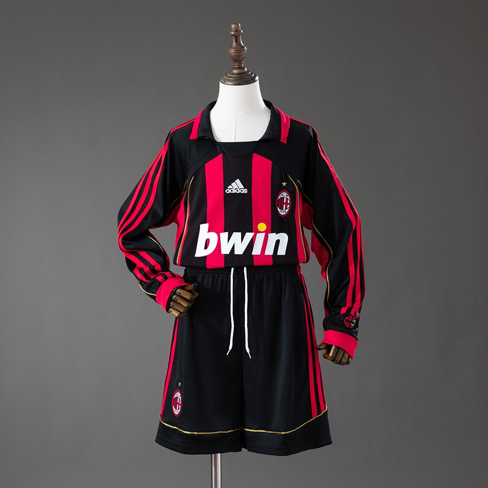 AC Milan 2006/2007 Home Long Sleeve Kids Retro Kit