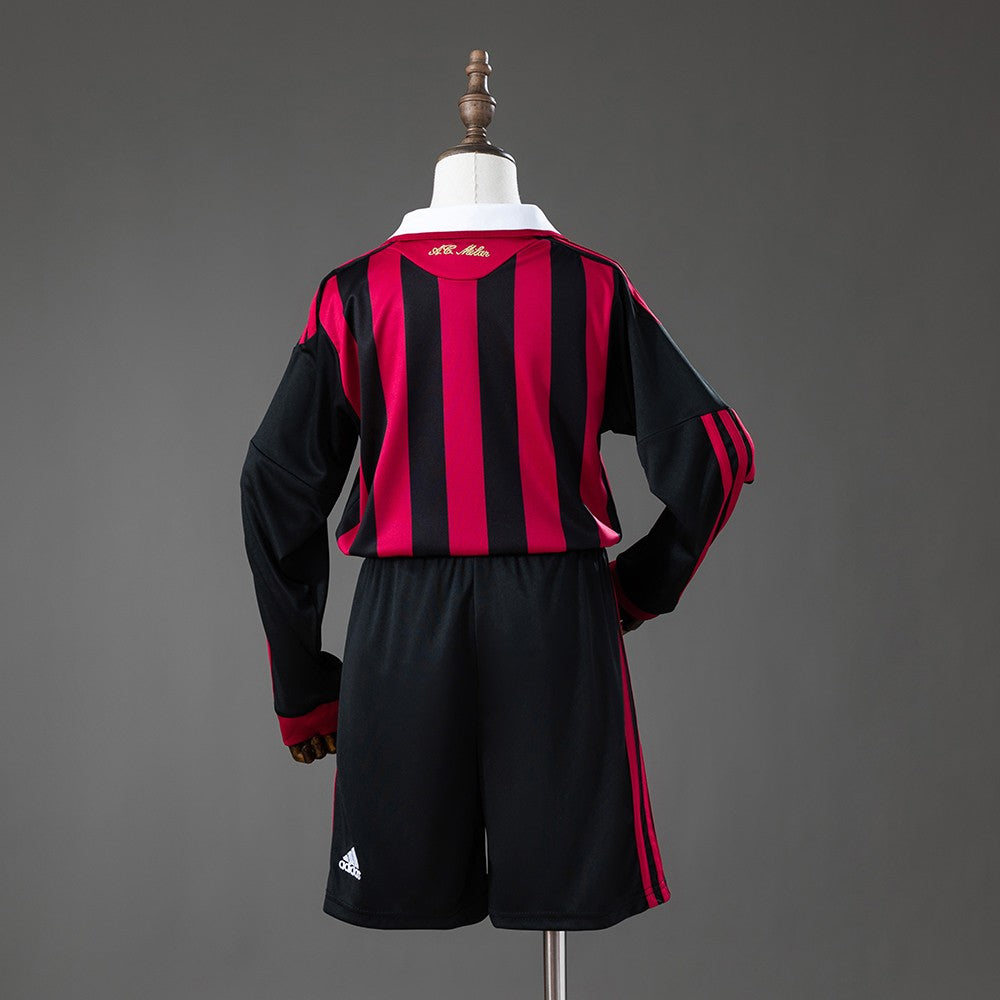 AC Milan 2009/2010 Home Long Sleeve Kids Retro Kit