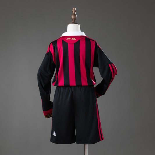 AC Milan 2009/2010 Home Long Sleeve Kids Retro Kit