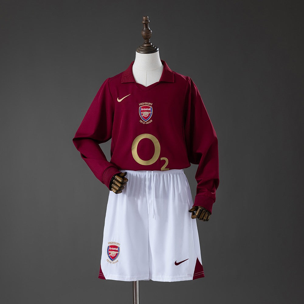 Arsenal 2005/2006 Home Long Sleeve Kids Retro Kit