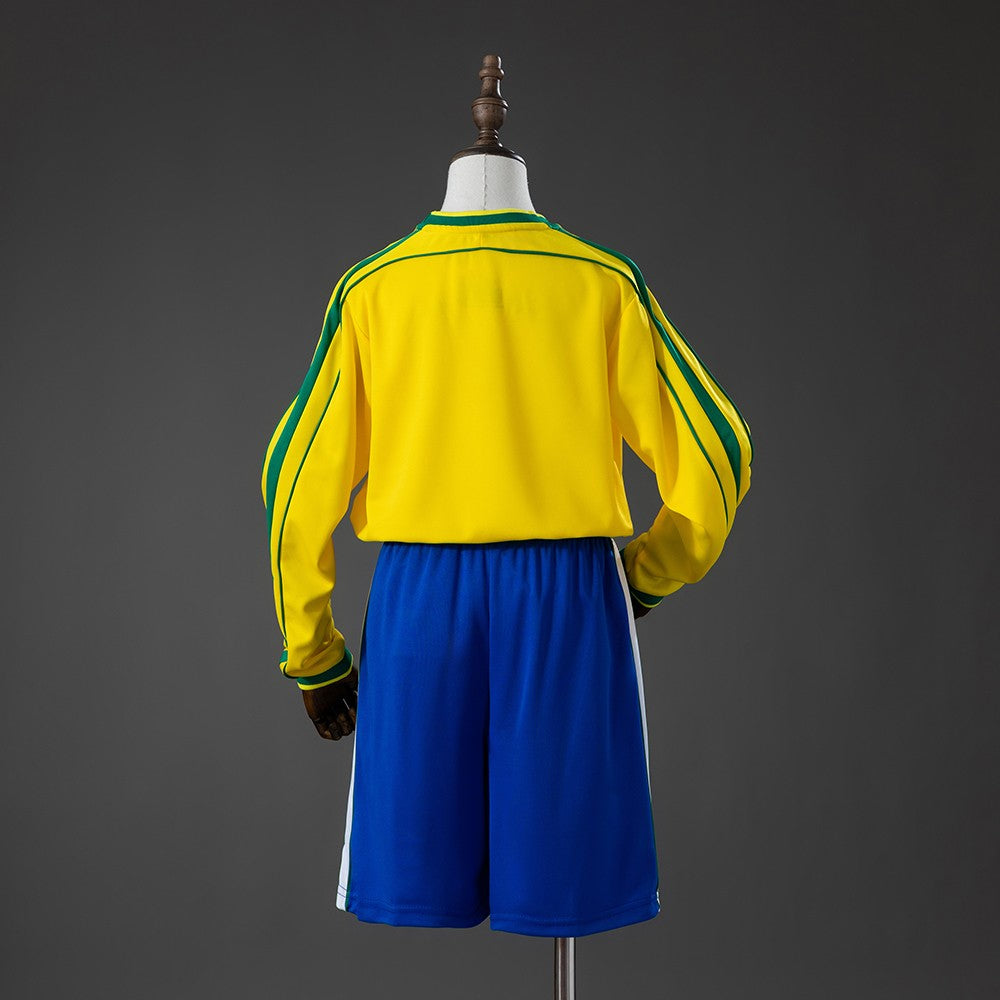 Brazil 1998 Home Long Sleeve Kids Retro Kit