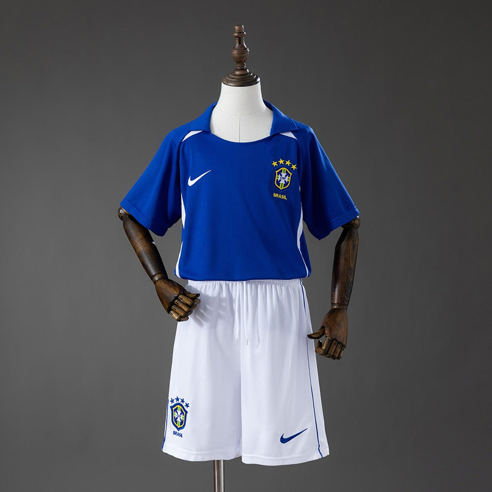 Brazil 2002 Away Kids Retro Kit
