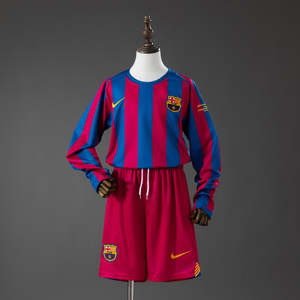 FC Barcelona 2005/2006 Home Long Sleeve Kids Retro Kit