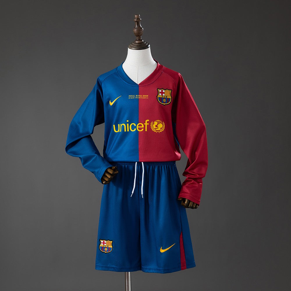 FC Barcelona 2008/2009 Home Long Sleeve Kids Retro Kit