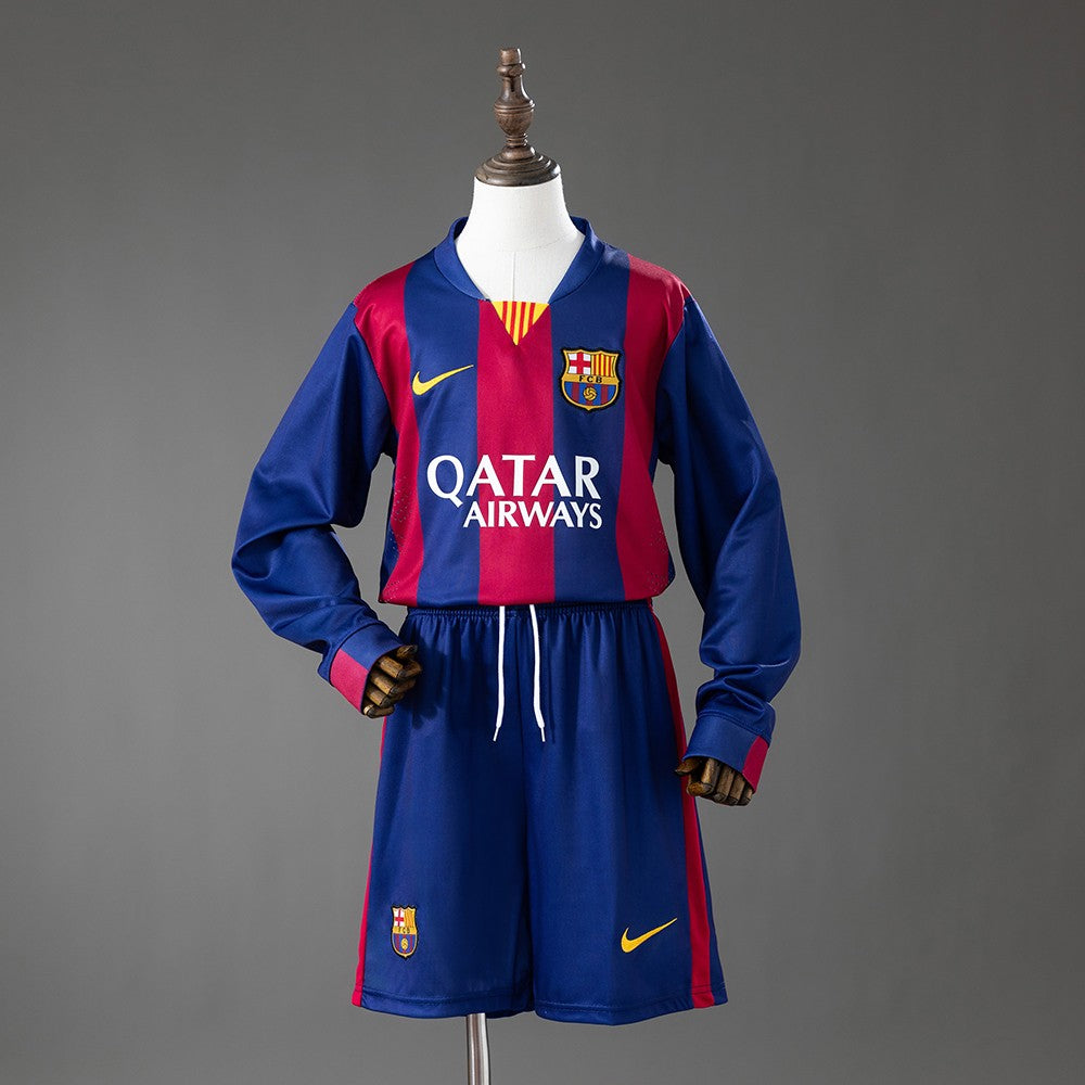 FC Barcelona 2014/2015 Home Long Sleeve Kids Retro Kit