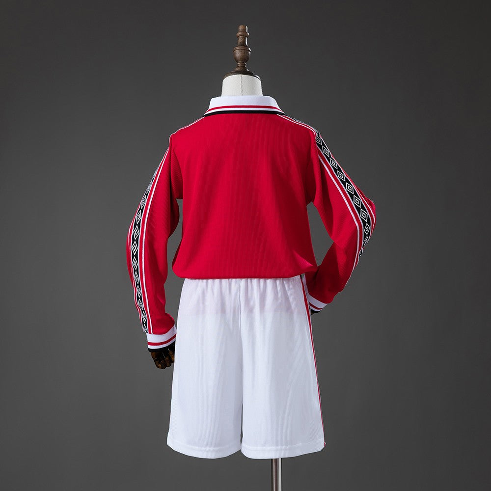 Manchester United 1998/1999 Home Long Sleeve Kids Retro Kit