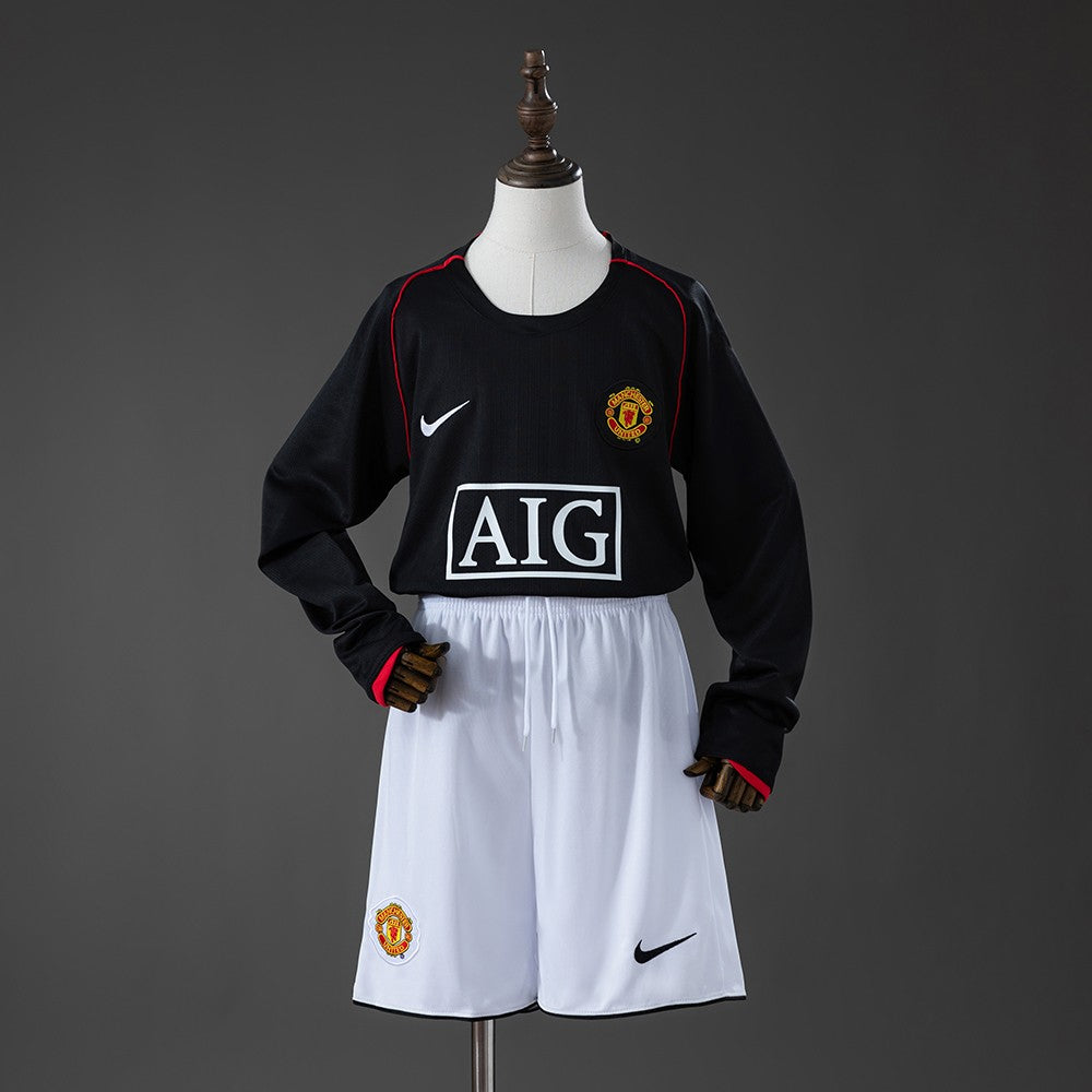 Manchester United 2007/2008 Away Long Sleeve Kids Retro Kit
