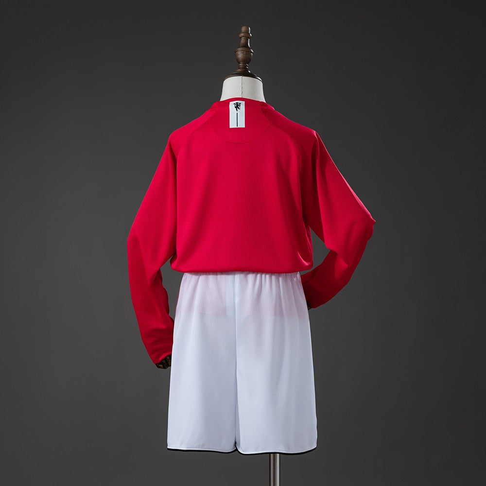 Manchester United 2007/2008 Home Long Sleeve Kids Retro Kit