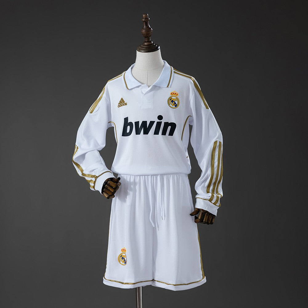 Real Madrid 2011/2012 Home Long Sleeve Kids Retro Kit