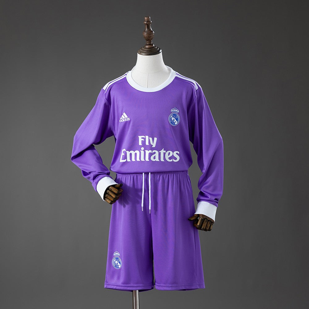 Real Madrid 2016/2017 Away Long Sleeve Kids Retro Kit
