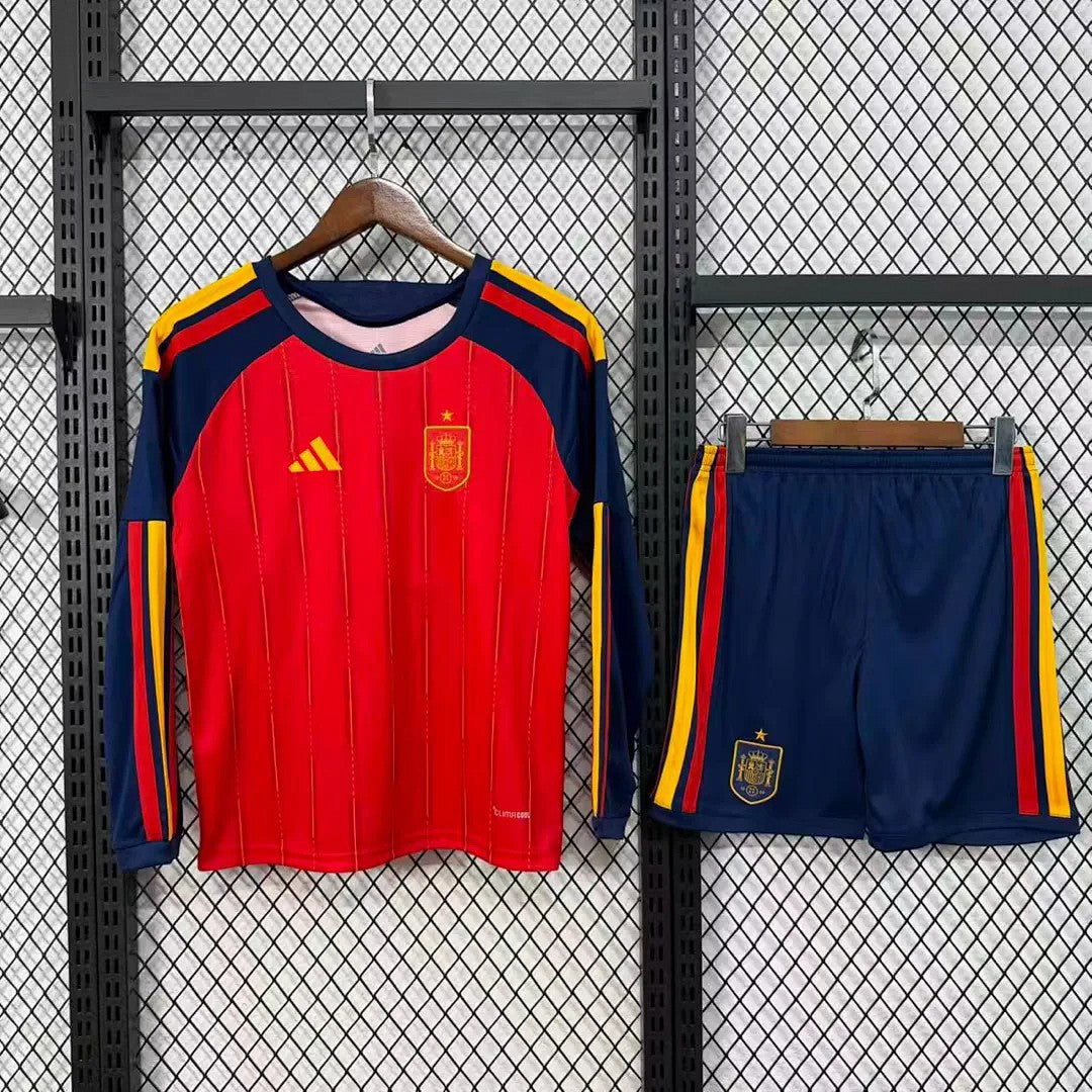 Spain Home Kids Long Sleeve Kit World Cup 2026