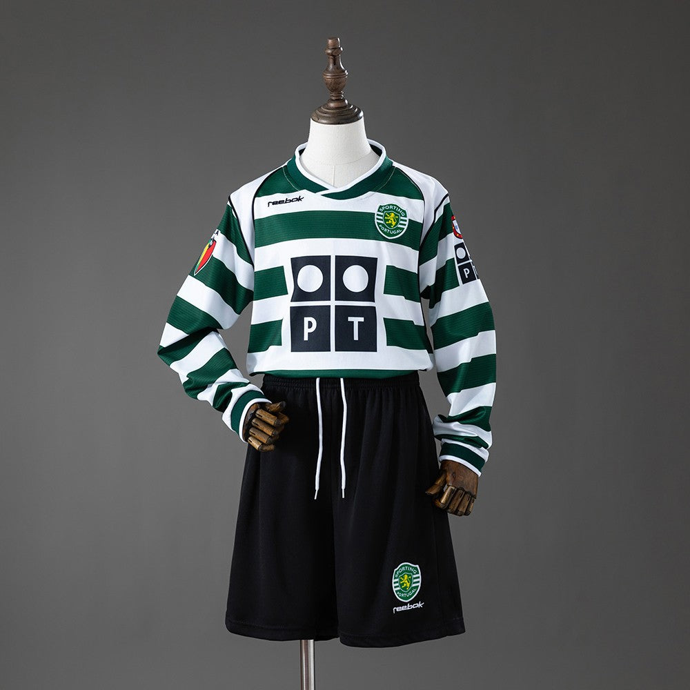 Sporting CP 2001/2002 Home Long Sleeve Kids Retro Kit
