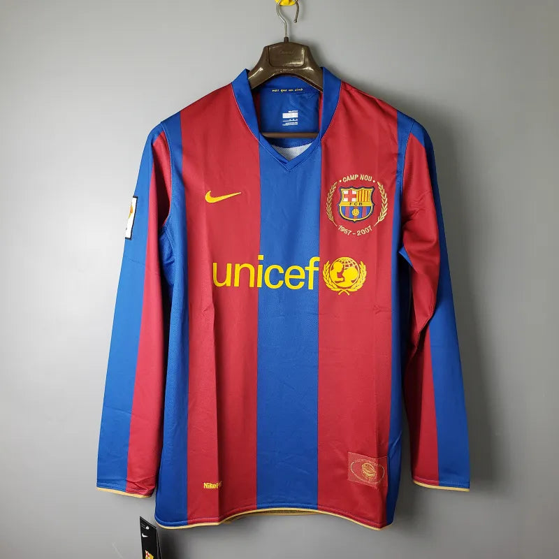 FC Barcelona Retro Home Kit 2007/08 Long Sleeve