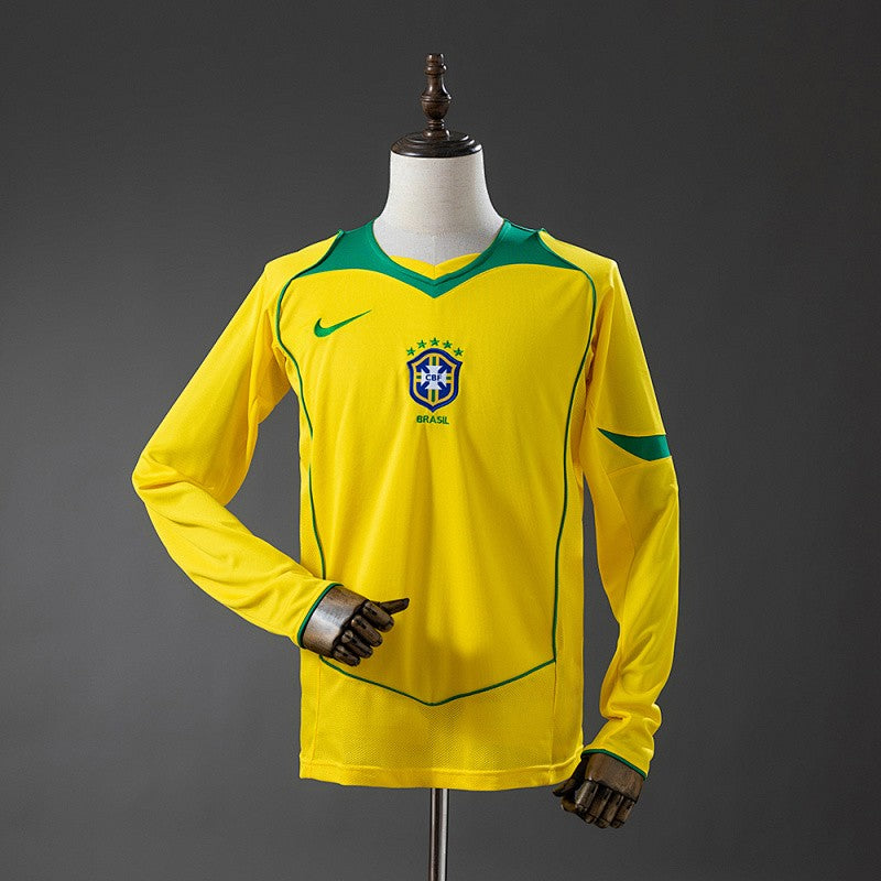 Brazil 2004 Home Long Sleeve Retro Kit front view