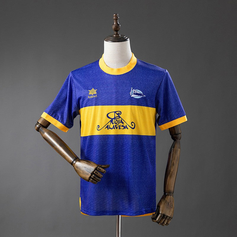 Deportivo Alavés 2000/01 Home UEFA Champions League Final Retro Kit front view