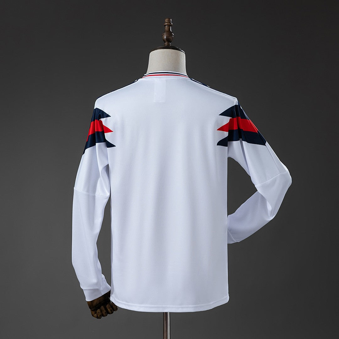 England 1990 Home Long Sleeve Retro Kit back view