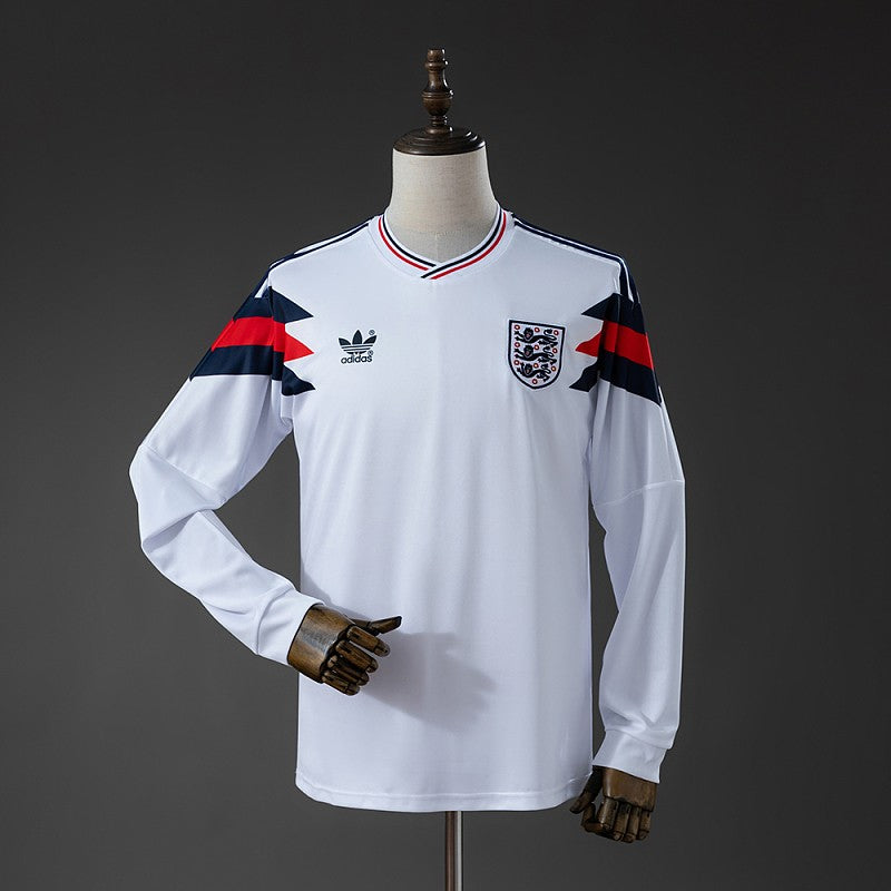 England 1990 Home Long Sleeve Retro Kit front view