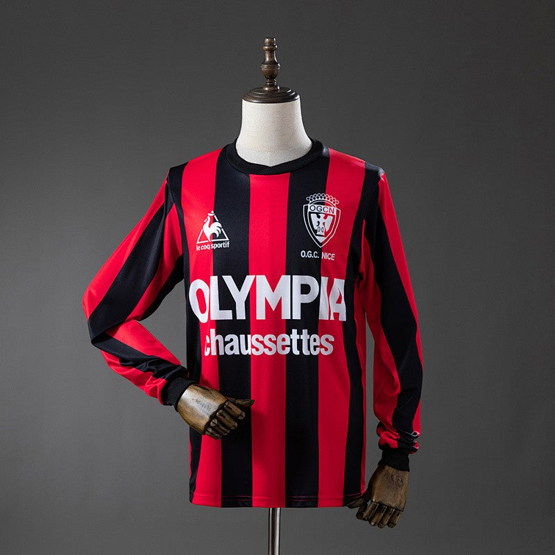 OGC Nice 1977/78 Home Long Sleeve Retro Kit front view