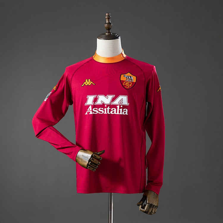AS Roma 2000/01 Home Long Sleeve Retro Kit front view