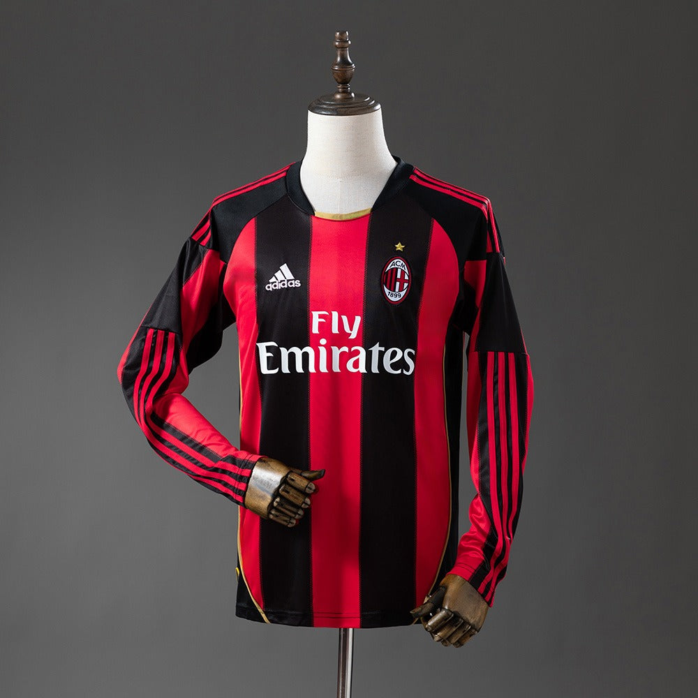 AC Milan 2010/11 Home Long Sleeve Retro Kit front view