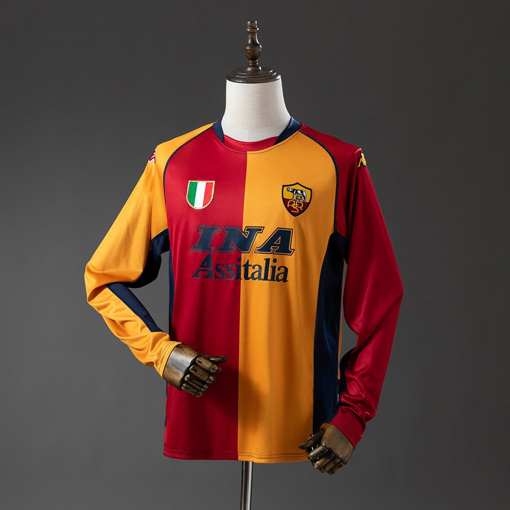 AS Roma 2001/02 Long Sleeve Retro Kit front view