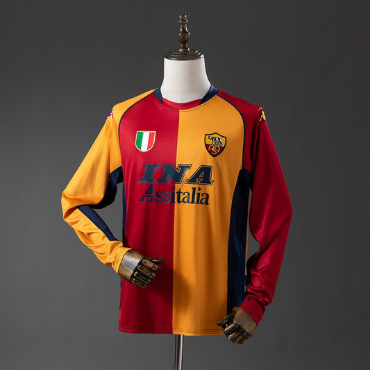 AS Roma 2001/02 Long Sleeve Retro Kit front view