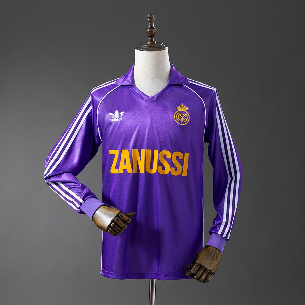 Real Madrid 1984/85 Away Long Sleeve Retro Kit front view